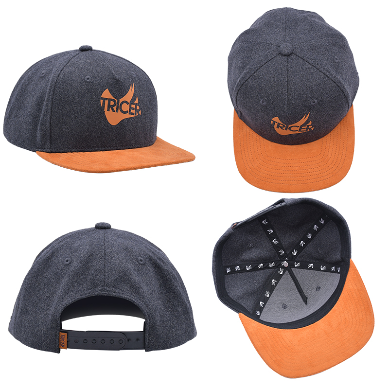 suede brim snapback hat